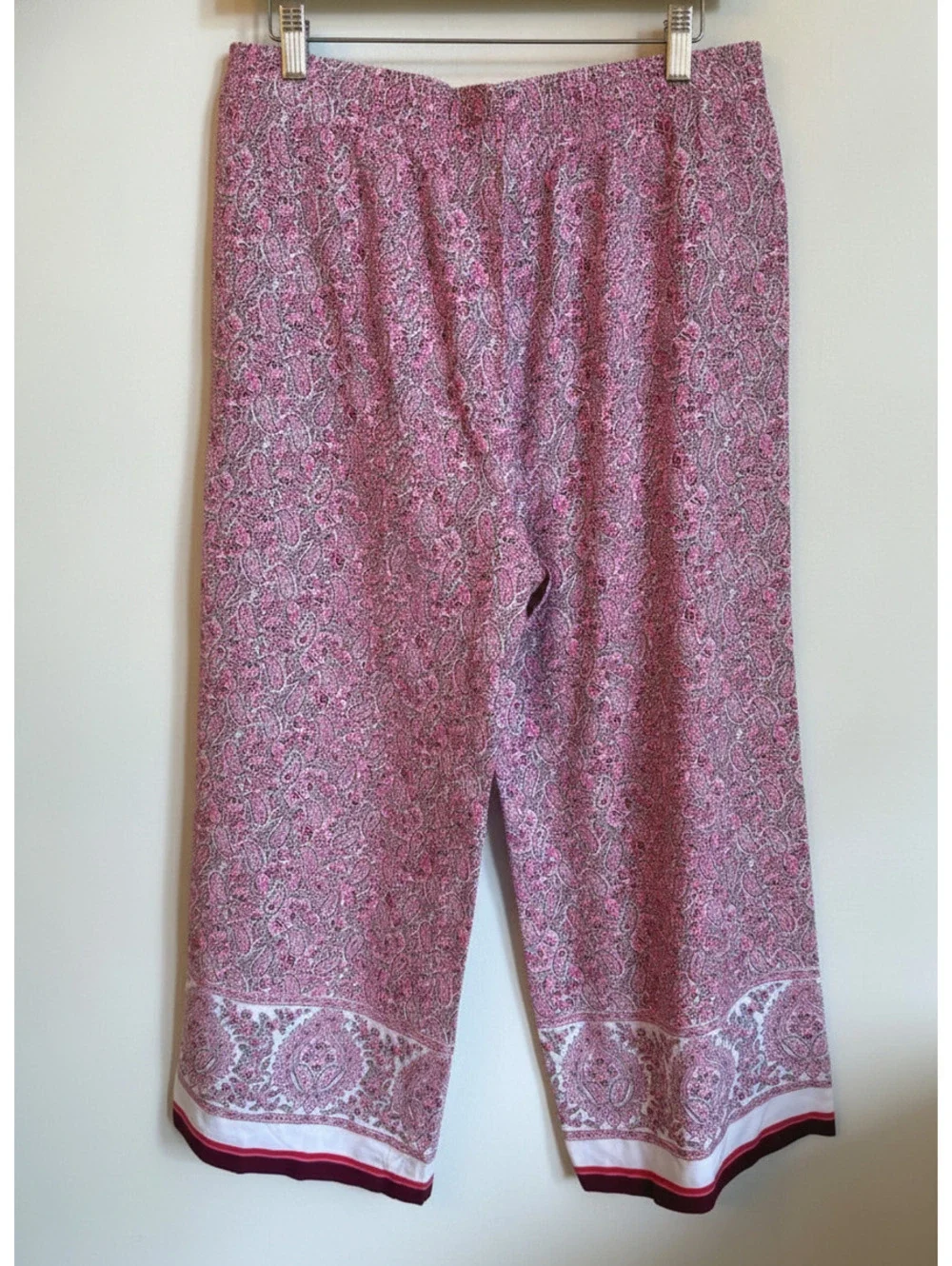 J.Jill Pink Paisley Wide Leg Pants Women’s Medium Pull-On Flowy Boho Lightweight